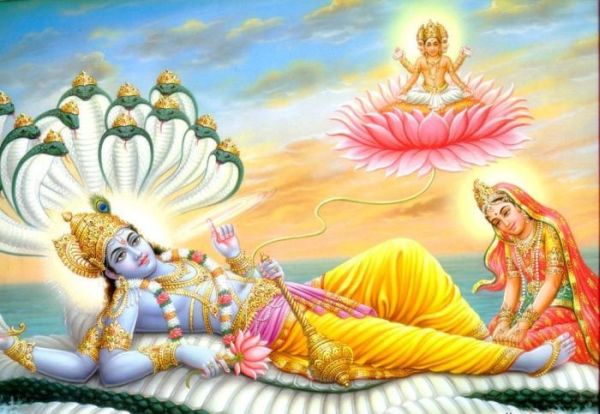 Lakshmi at feet of Vishnu